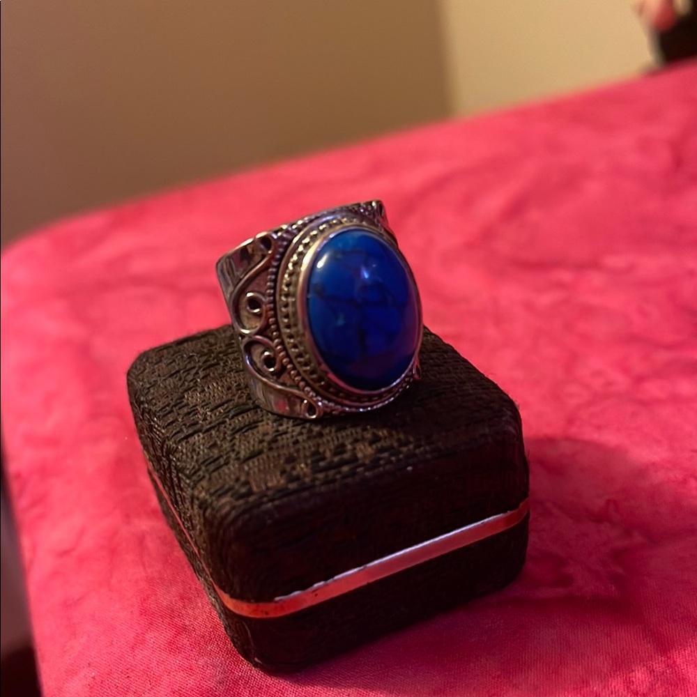 Silver Ring with Blue Stone